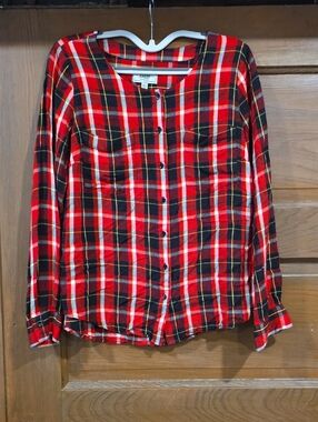 Bass Red Plaid Button-Front Women's Blouse